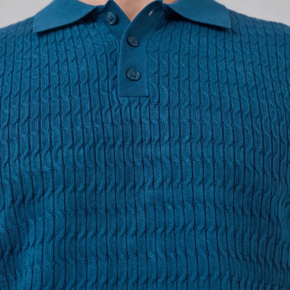 Kavento - Textured Short Sleeve Polo Shirt