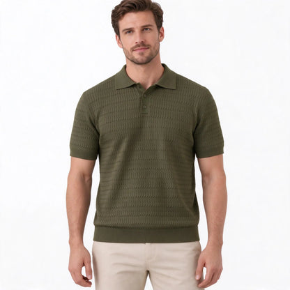 Kavento - Textured Short Sleeve Polo Shirt