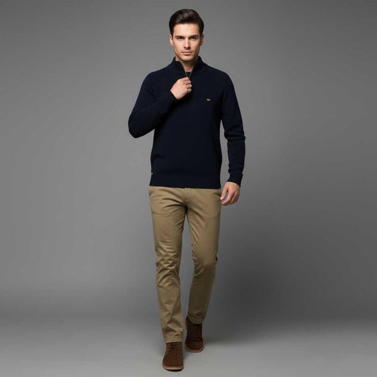 Men's Black Half-Zip Jumper | Slim Fit Knitwear