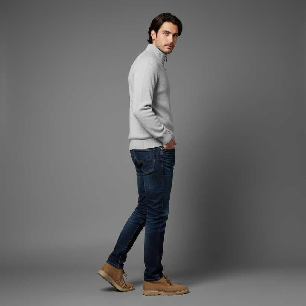 Men's Black Half-Zip Jumper | Slim Fit Knitwear