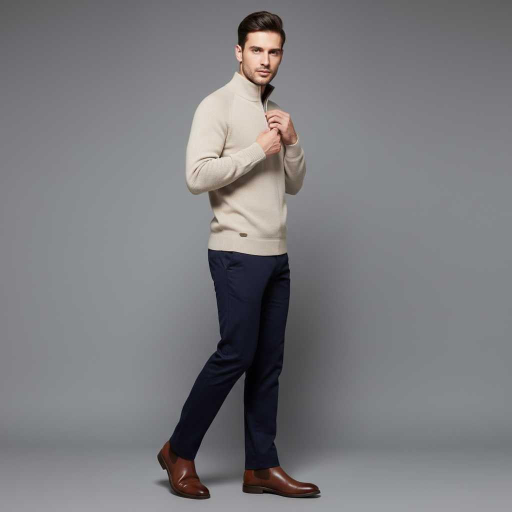 Men's Black Half-Zip Jumper | Slim Fit Knitwear