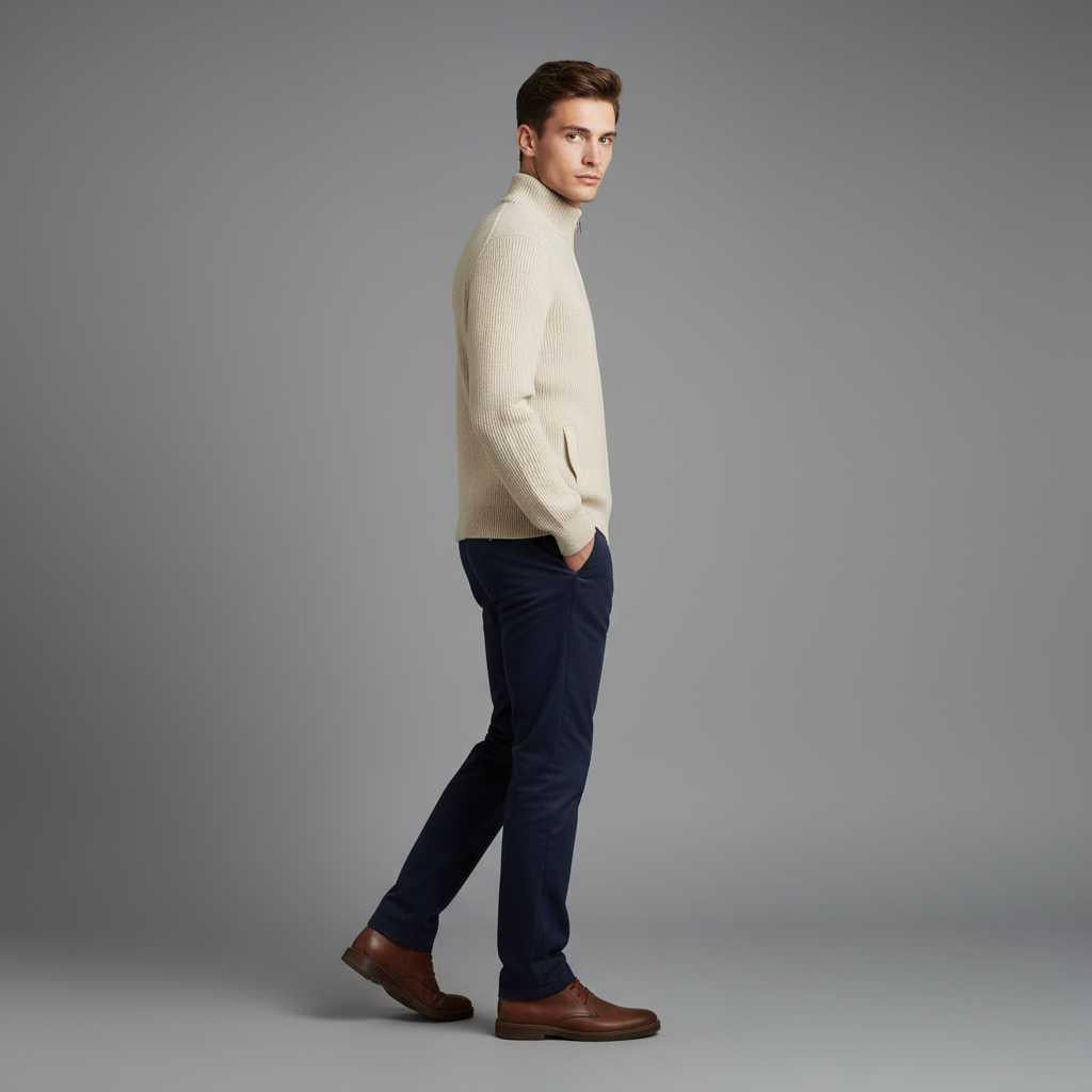 Men's Black Zip Up Cardigan | Slim Fit Ribbed Knit Style