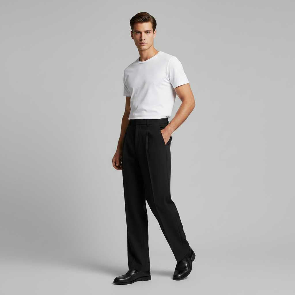 Men's Pleated Trousers | Straight Fit Formal Pants