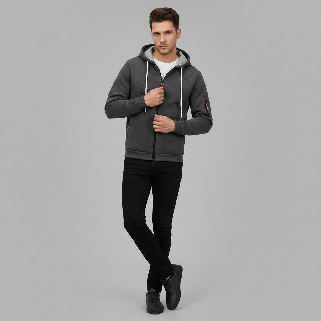 Men's Utility Zip-Up Hoodie | Casual Sweatshirt with Pockets
