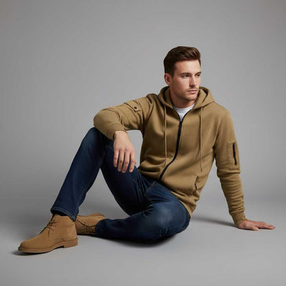 Men's Utility Zip-Up Hoodie | Casual Sweatshirt with Pockets
