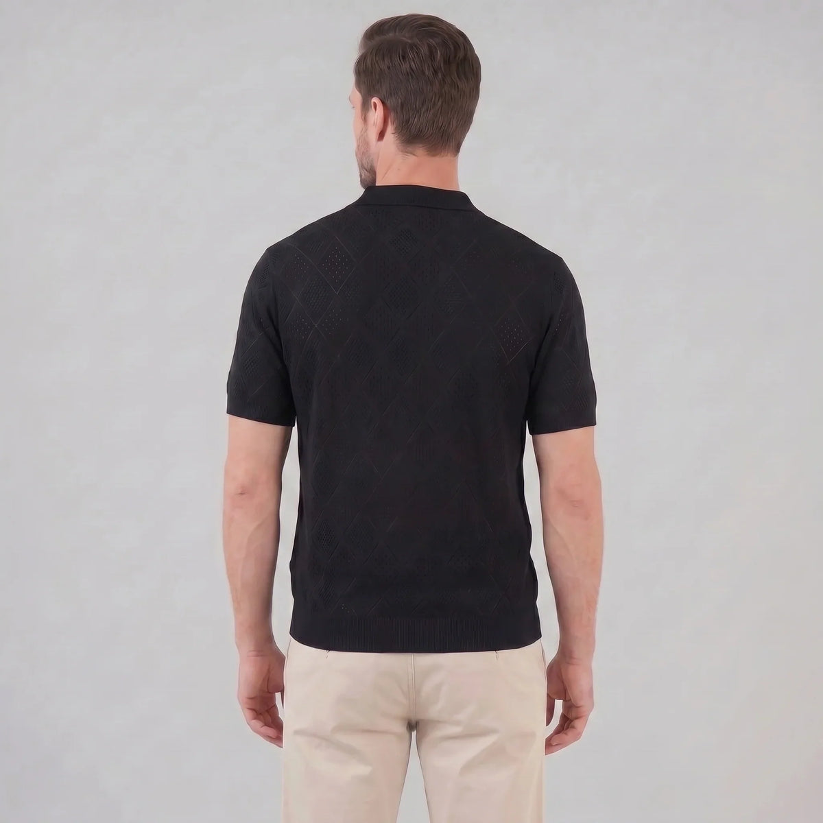 Men's Argyle Pointelle Summer Zip Polo 7