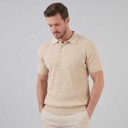 Men's Cable Texture Knit Polo 1