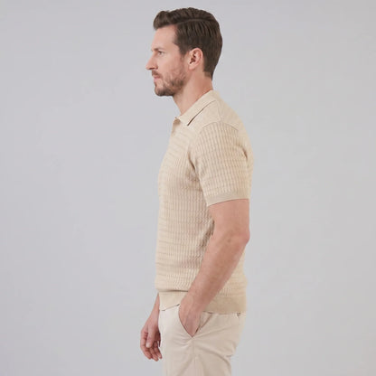 Men's Cable Texture Knit Polo 2