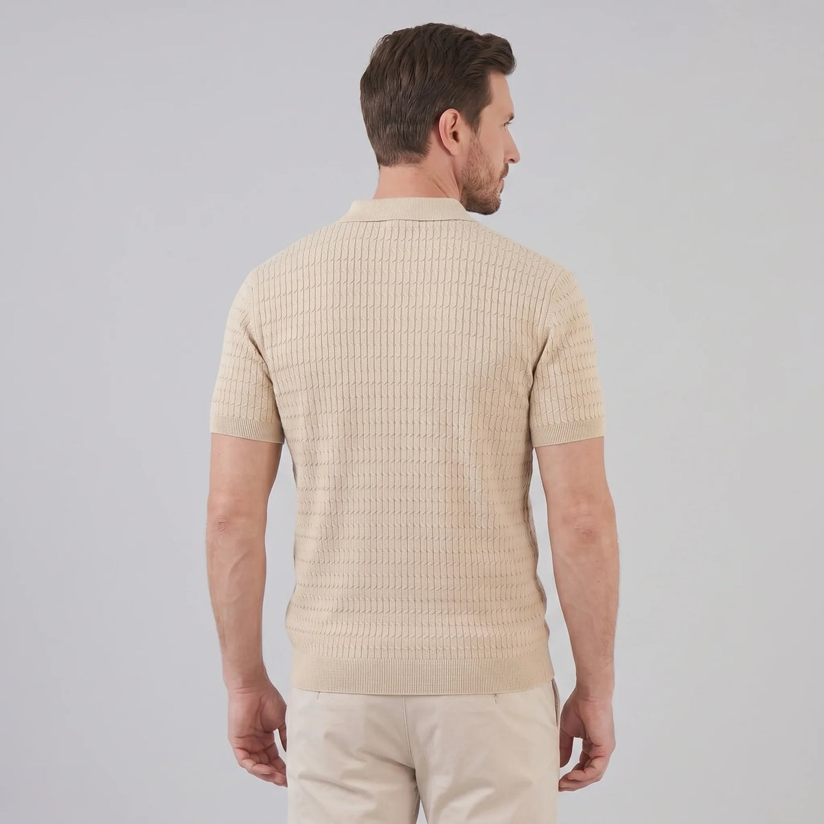 Men's Cable Texture Knit Polo 3