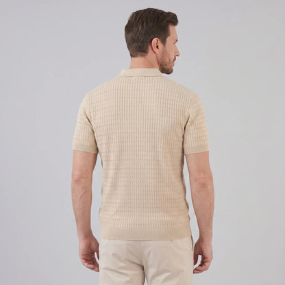 Men's Cable Texture Knit Polo 3