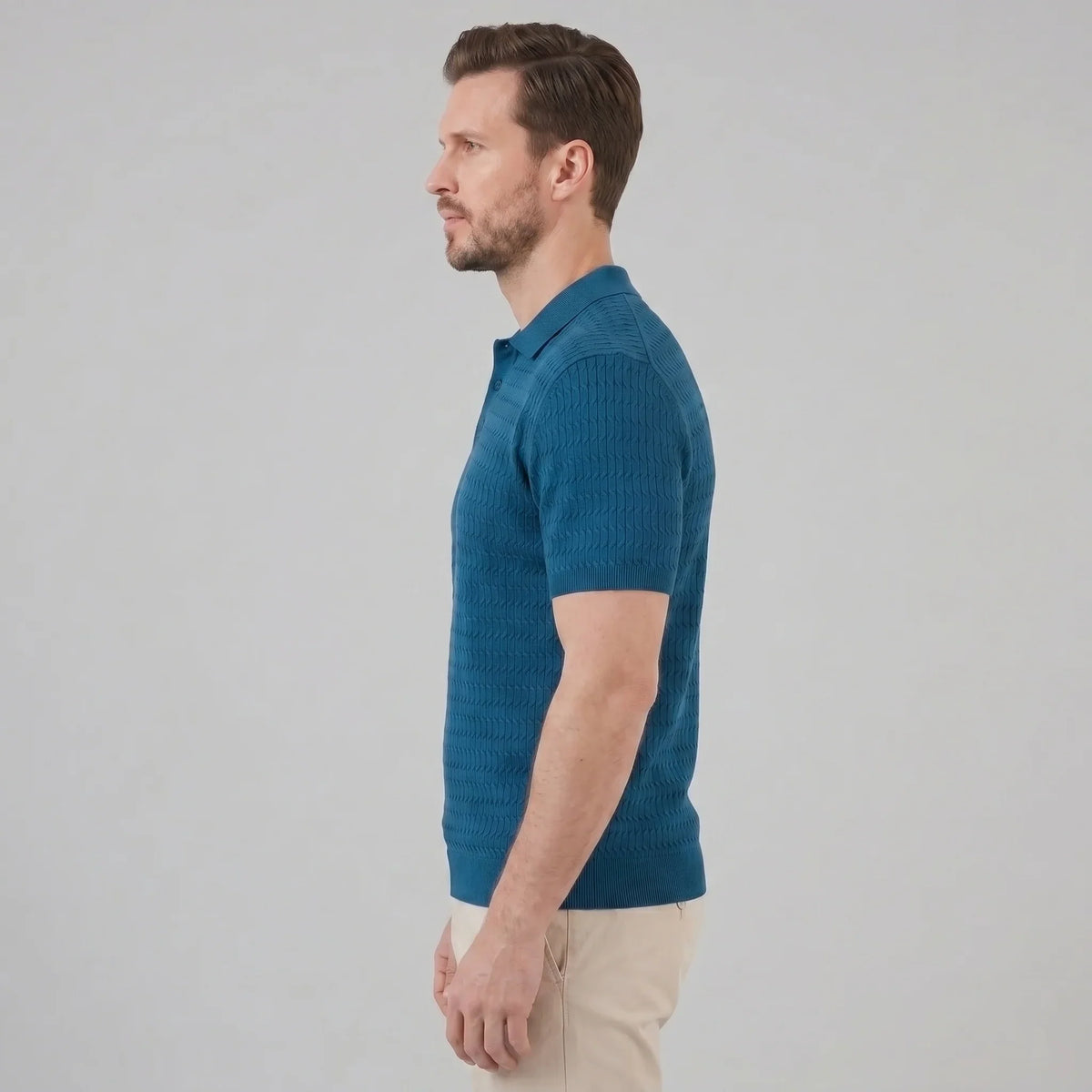 Men's Cable Texture Knit Polo 6