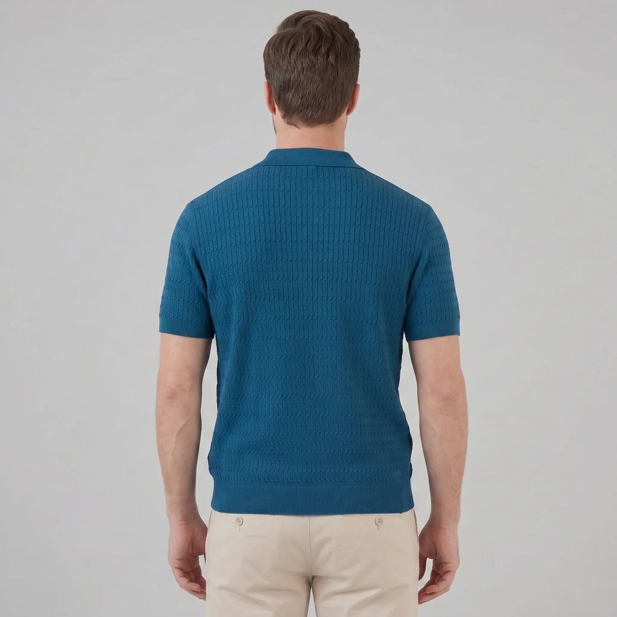 Men's Cable Texture Knit Polo 7