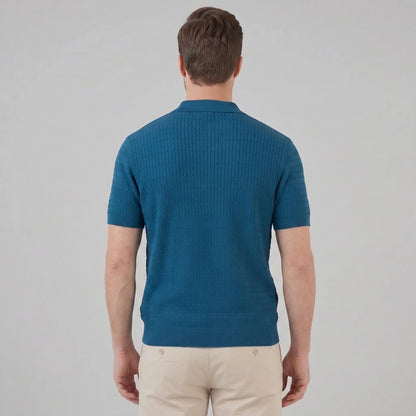 Men's Cable Texture Knit Polo 7