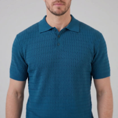 Men's Cable Texture Knit Polo 8