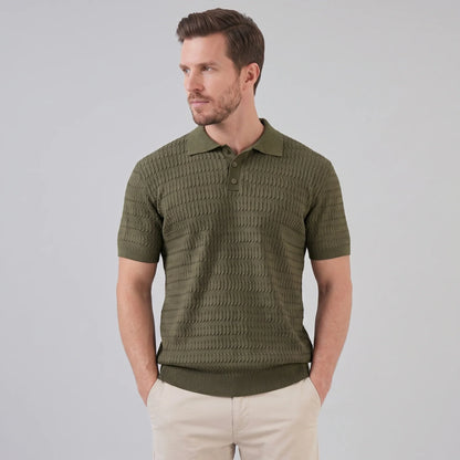 Men's Cable Texture Knit Polo 9