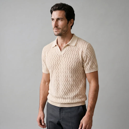 Men's Chevron Open-Knit Polo 0