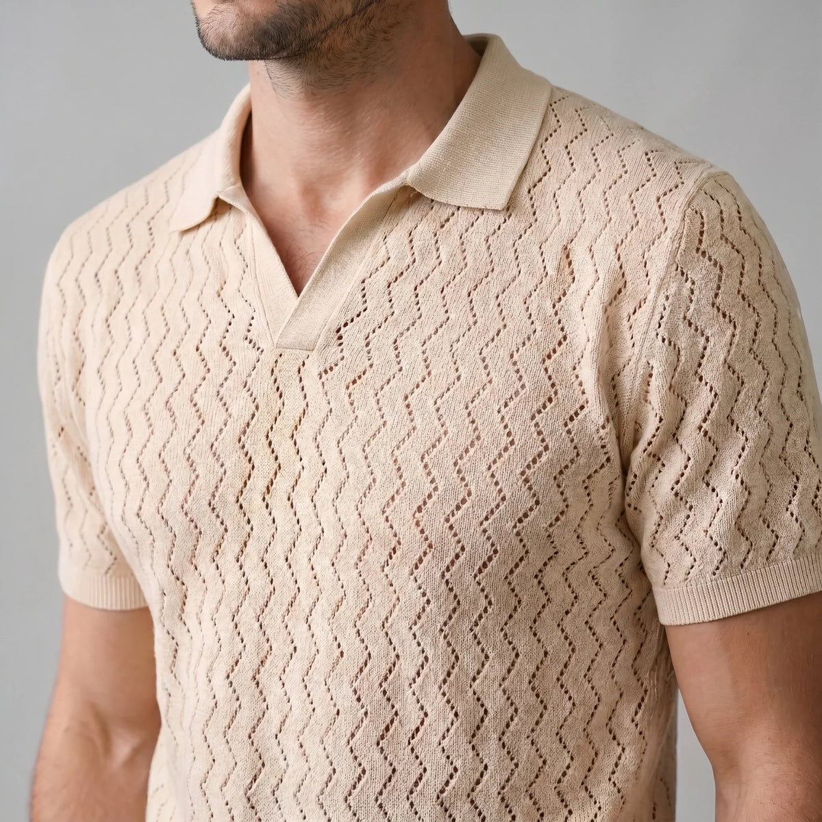 Men's Chevron Open-Knit Polo 1