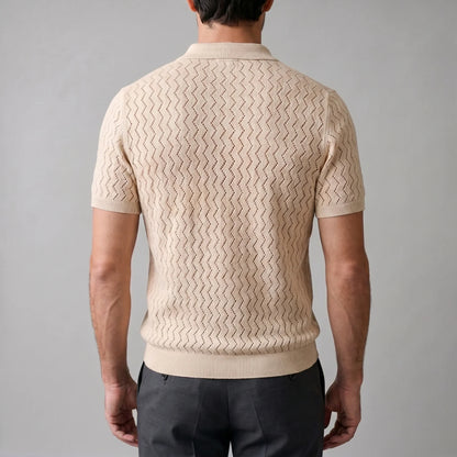 Men's Chevron Open-Knit Polo 2