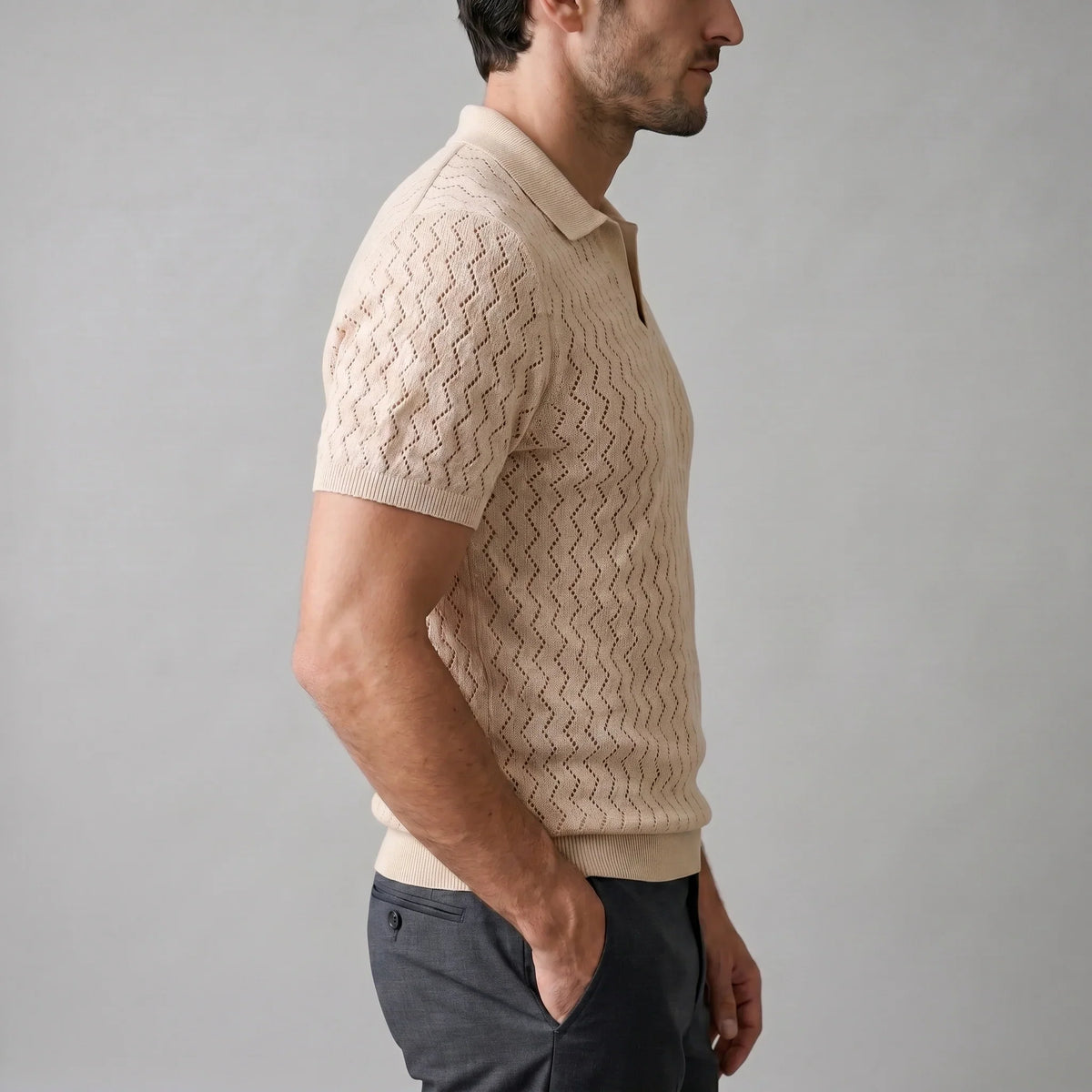 Men's Chevron Open-Knit Polo 3