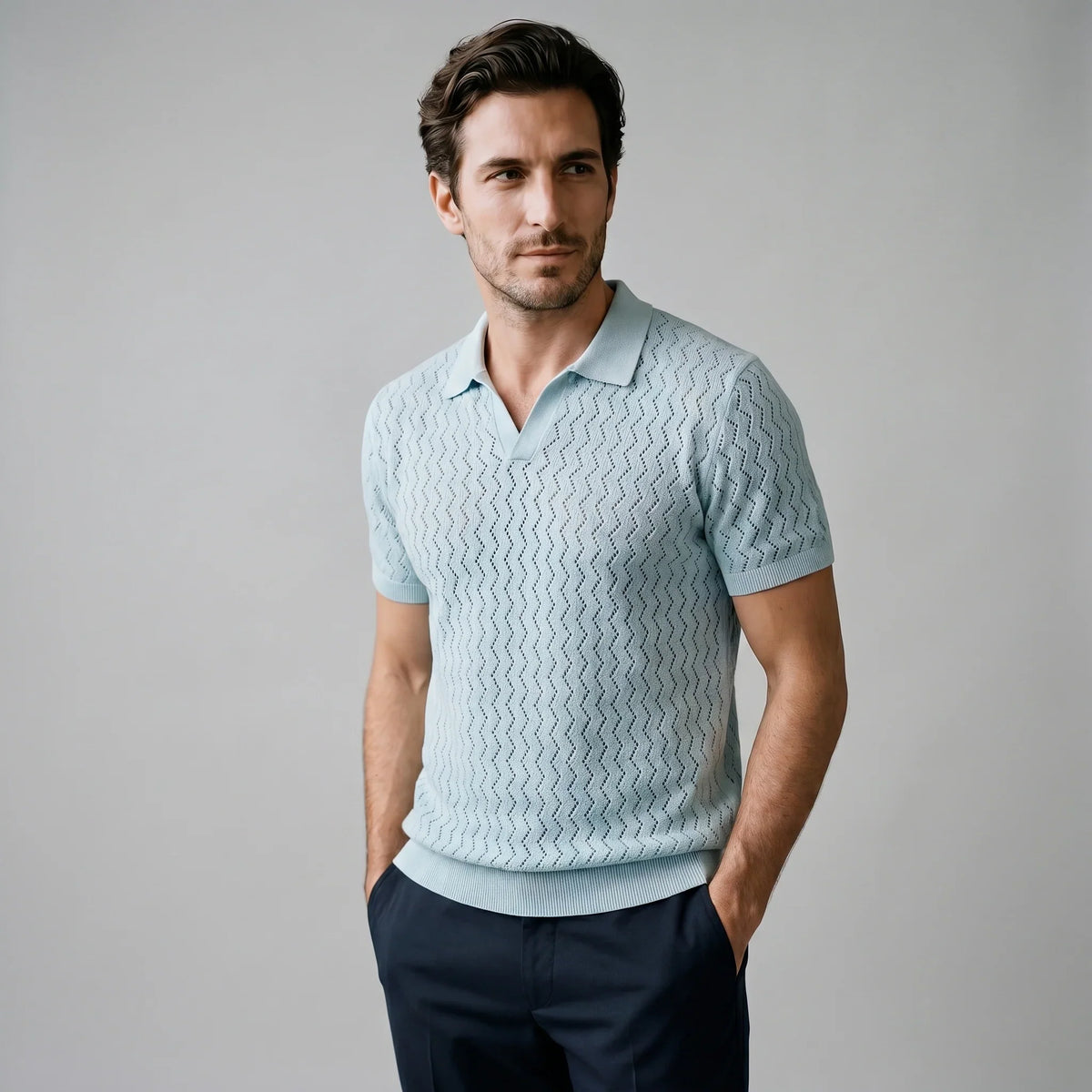 Men's Chevron Open-Knit Polo 4