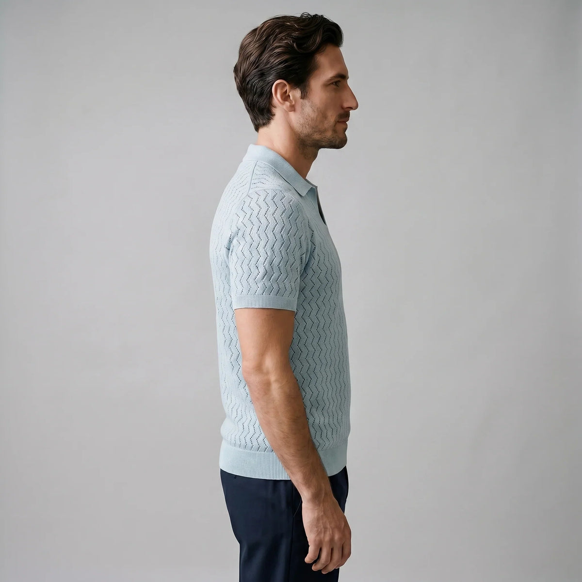 Men's Chevron Open-Knit Polo 6