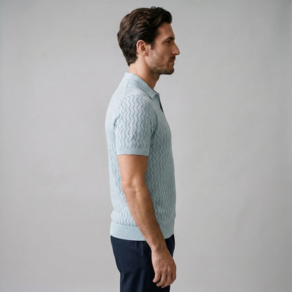 Men's Chevron Open-Knit Polo 6