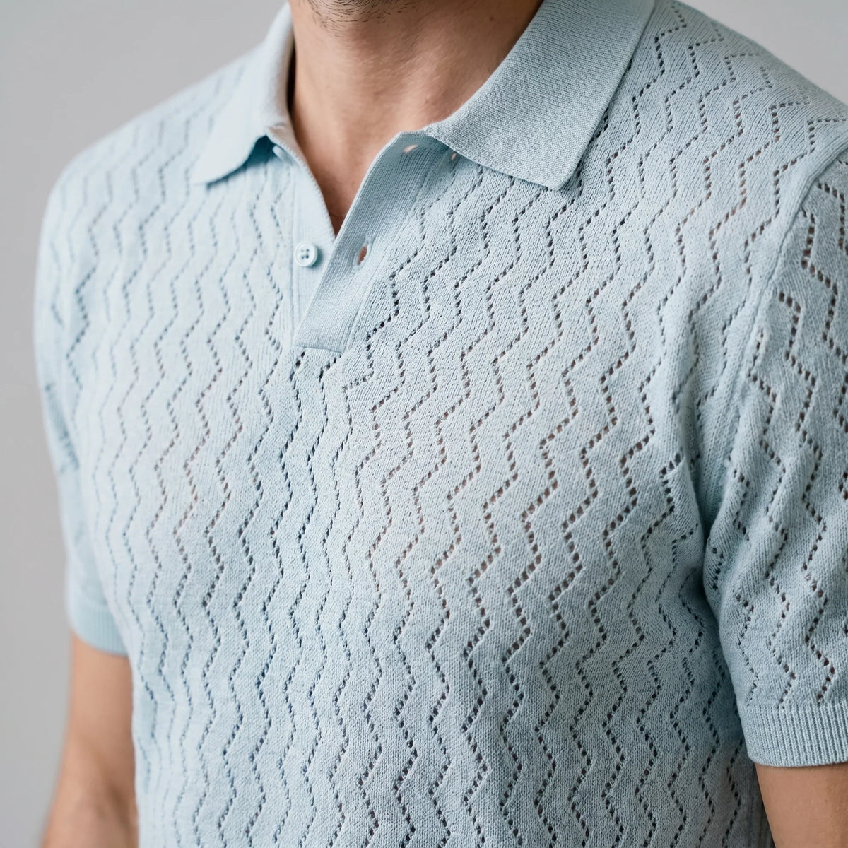 Men's Chevron Open-Knit Polo 8