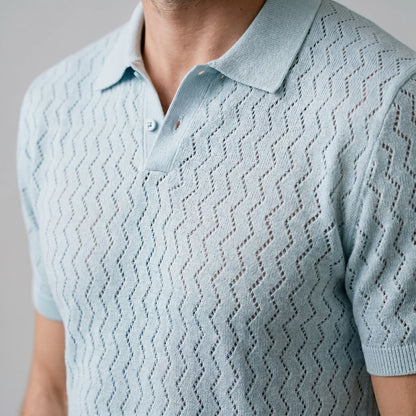 Men's Chevron Open-Knit Polo 8