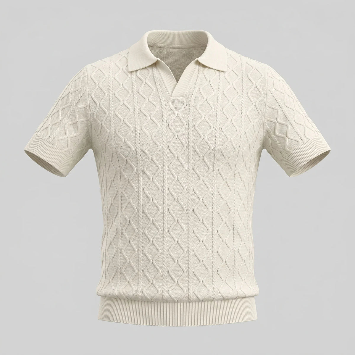 Men's Diamond Cable Knit Polo 1