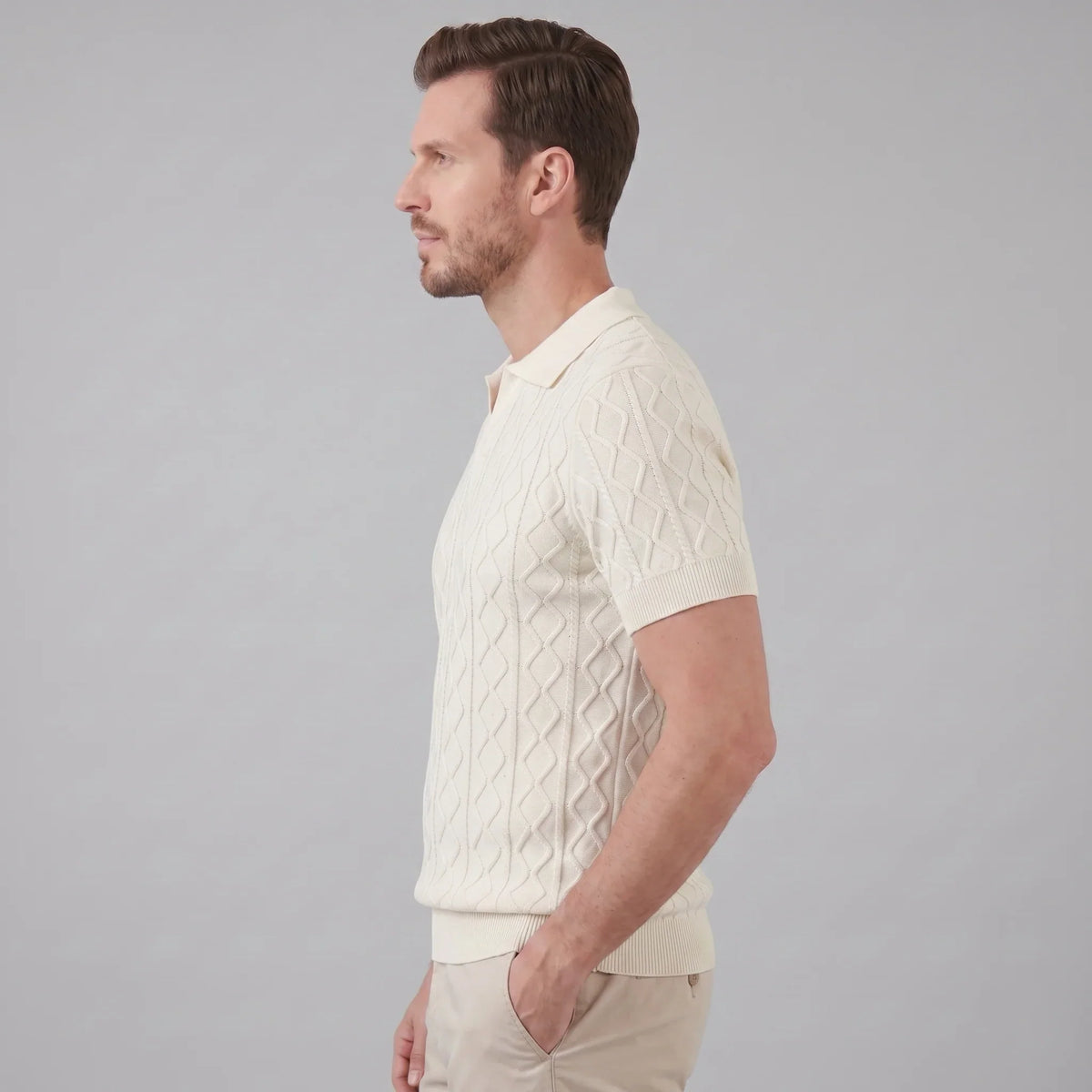 Men's Diamond Cable Knit Polo 2