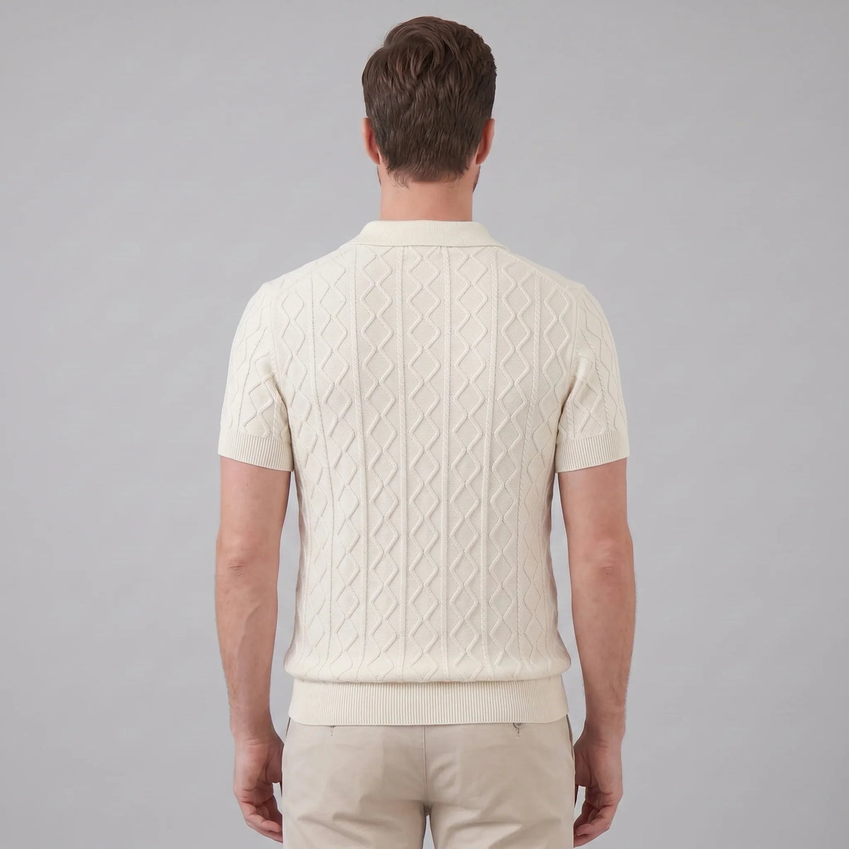 Men's Diamond Cable Knit Polo 3
