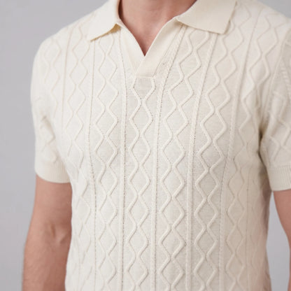 Men's Diamond Cable Knit Polo 4