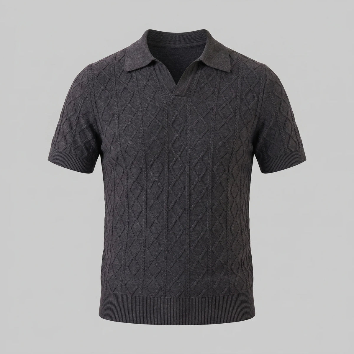 Men's Diamond Cable Knit Polo 5