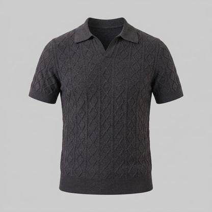 Men's Diamond Cable Knit Polo 5