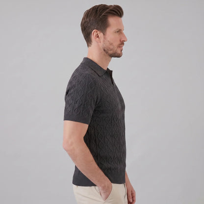 Men's Diamond Cable Knit Polo 7