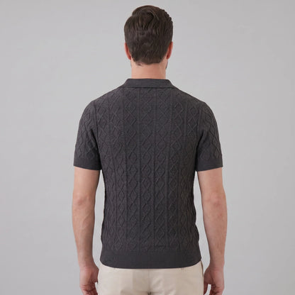 Men's Diamond Cable Knit Polo 8