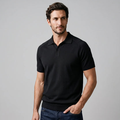 Men's Fine Knit Open-Collar Polo 0