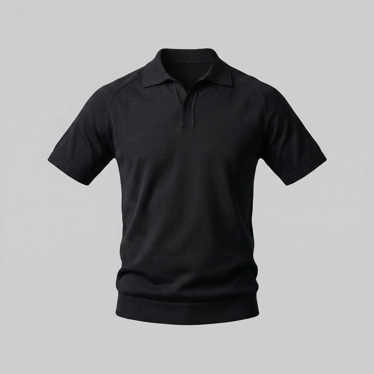 Men's Fine Knit Open-Collar Polo 1