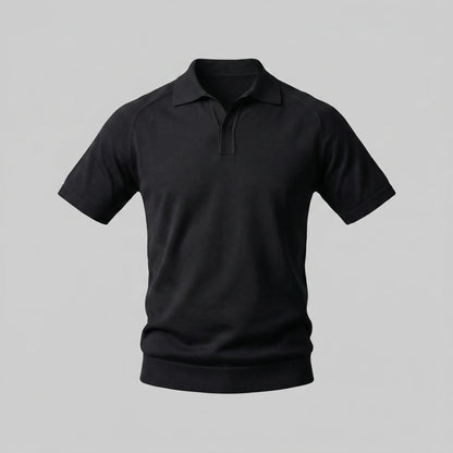 Men's Fine Knit Open-Collar Polo 1