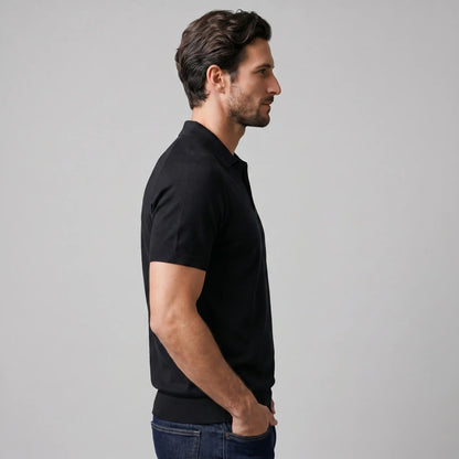 Men's Fine Knit Open-Collar Polo 2