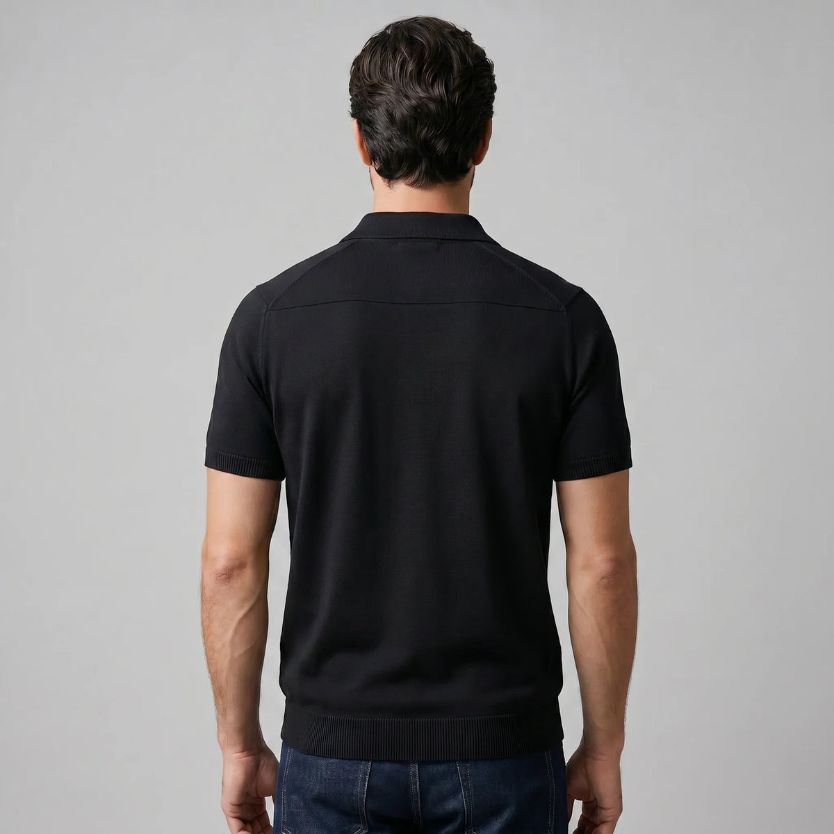Men's Fine Knit Open-Collar Polo 3