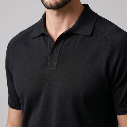 Men's Fine Knit Open-Collar Polo 4