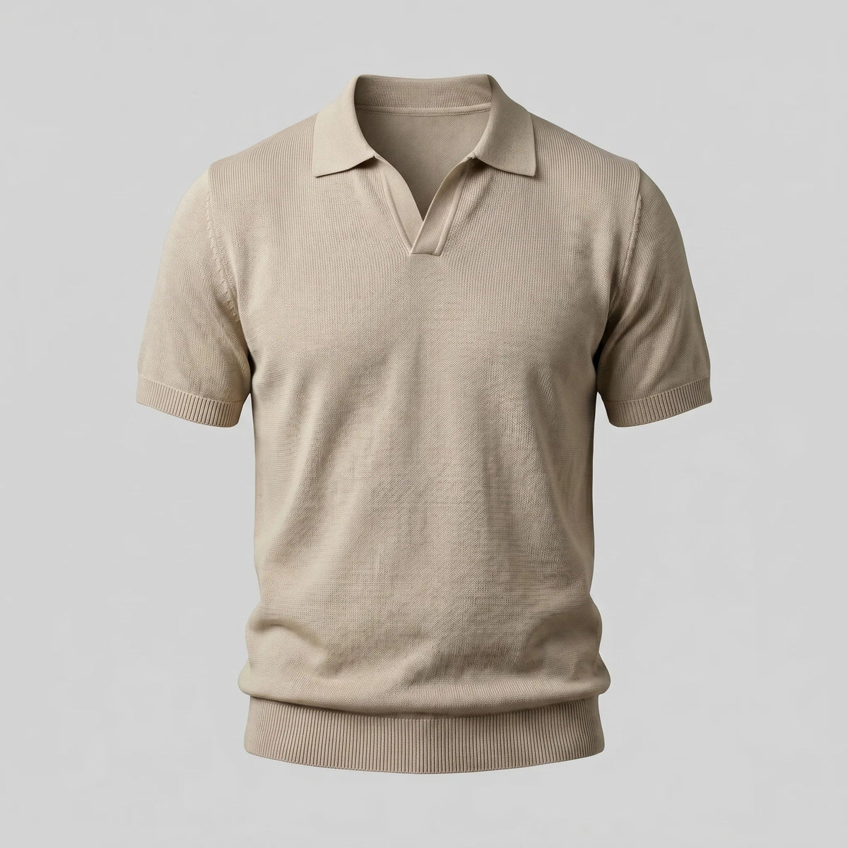 Men's Fine Knit Open-Collar Polo 5