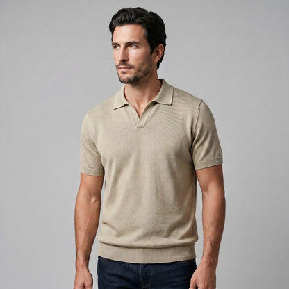 Men's Fine Knit Open-Collar Polo 6