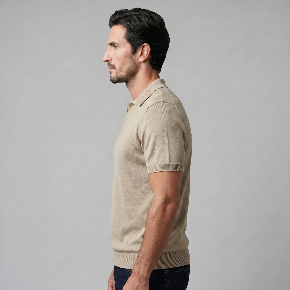 Men's Fine Knit Open-Collar Polo 7