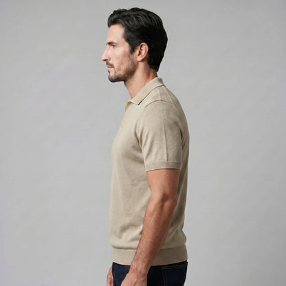 Men's Fine Knit Open-Collar Polo 7
