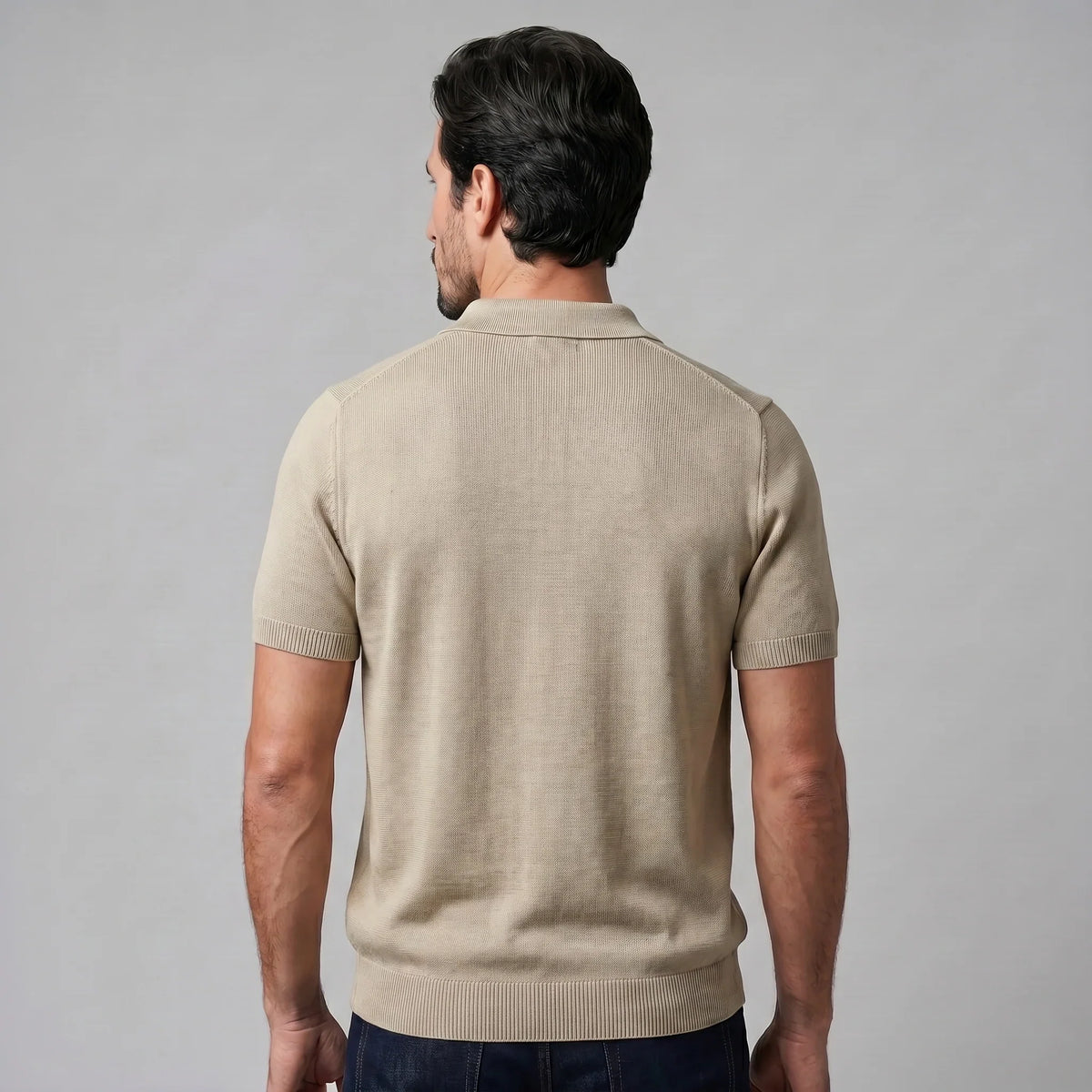 Men's Fine Knit Open-Collar Polo 8