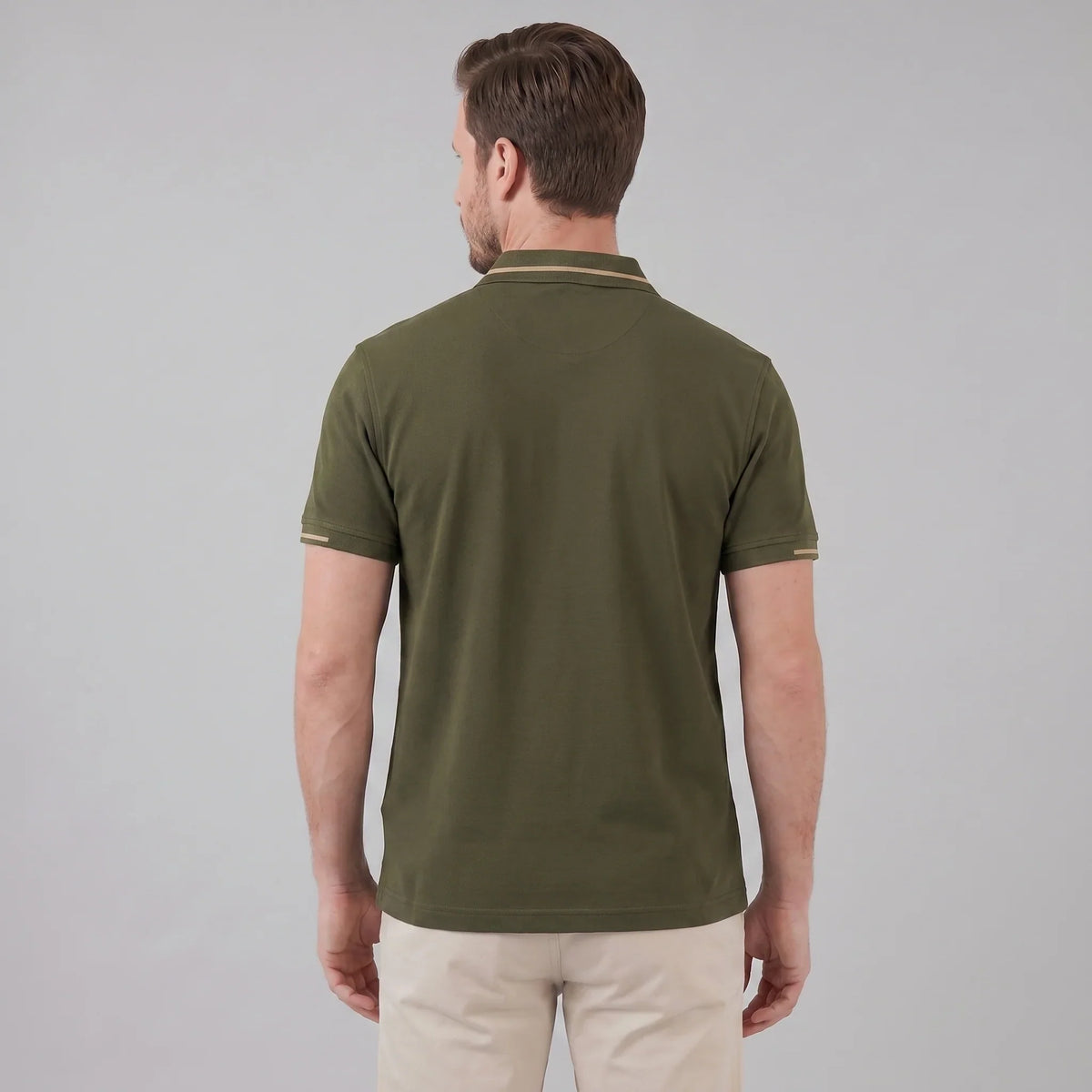 Men's Green Polo Shirt with Contrast Trim 2