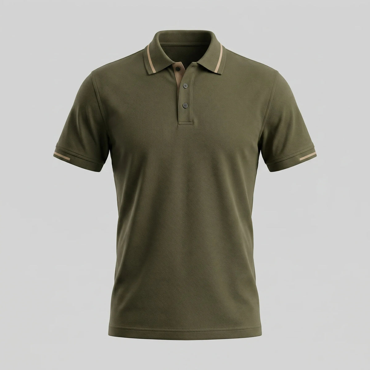 Men's Green Polo Shirt with Contrast Trim 4