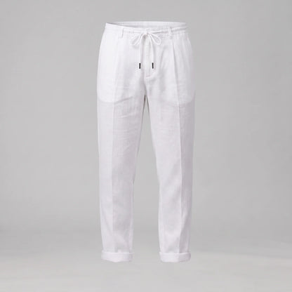 Men's Linen Drawstring Pleated Trousers 1